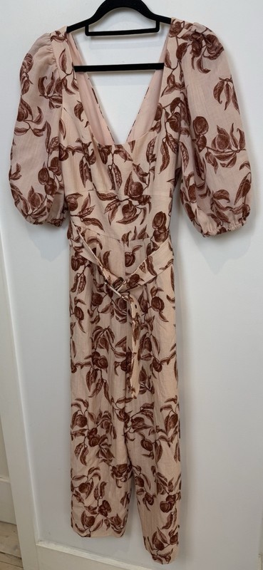 Sheike Jumpsuit 8 Womens Puff Sleeves Wide Leg Belt Size 8