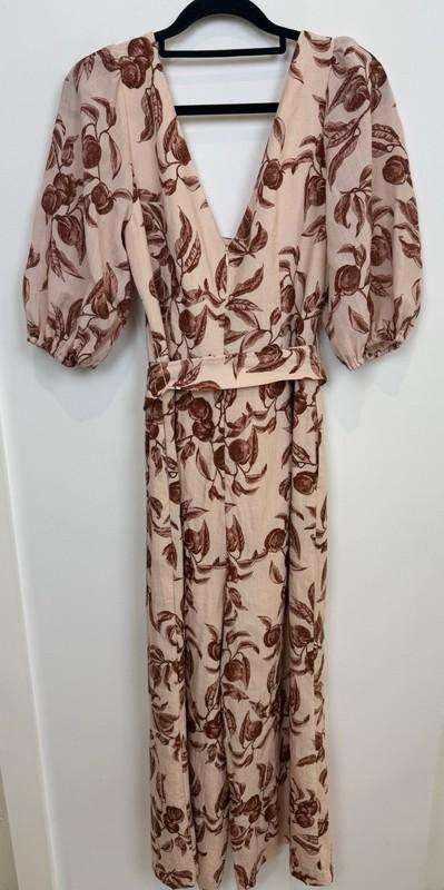 Sheike Jumpsuit 8 Womens Puff Sleeves Wide Leg Belt Size 8