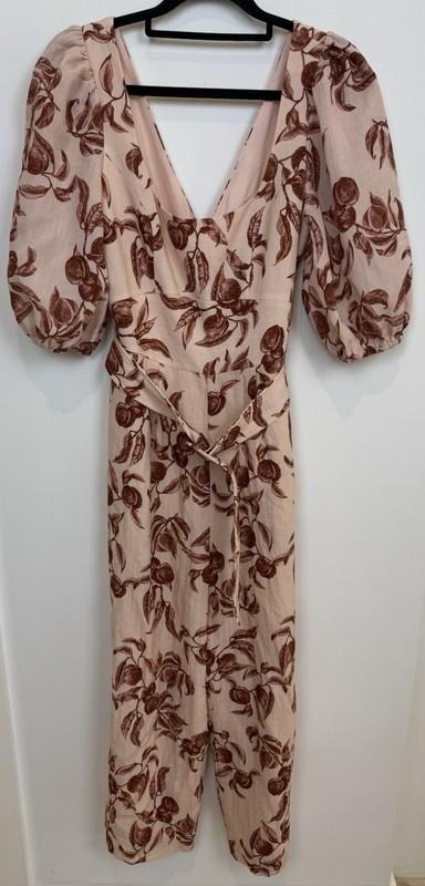 Sheike Jumpsuit 8 Womens Puff Sleeves Wide Leg Belt Size 8