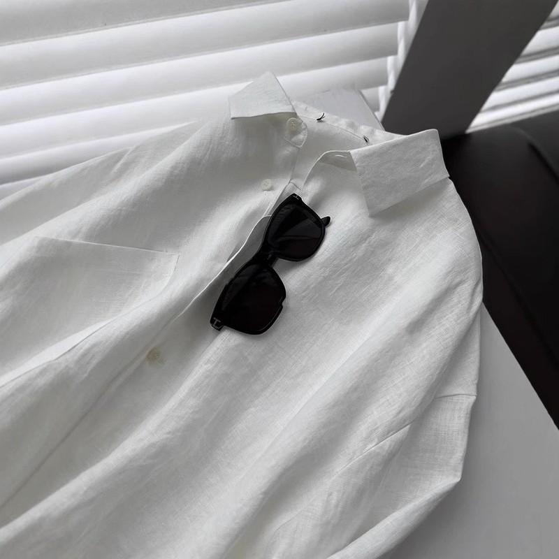 Shirt Linen Slightly Transparent Cotton And Linen Top Thin Shirt White Loose Top