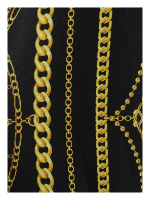 Sho Women's Plunging Chain-Print Jumpsuit (XS Gold Chain)