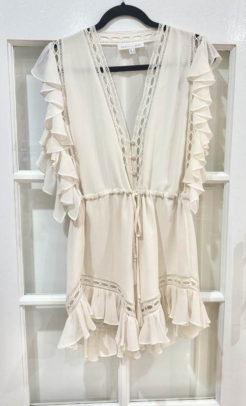 Shona Joy Ivory Ruffle Playsuit Romper - Size AUS 10 / US 6 – Boho Lace Detail