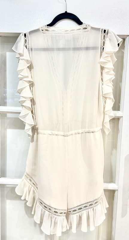 Shona Joy Ivory Ruffle Playsuit Romper - Size AUS 10 / US 6 – Boho Lace Detail