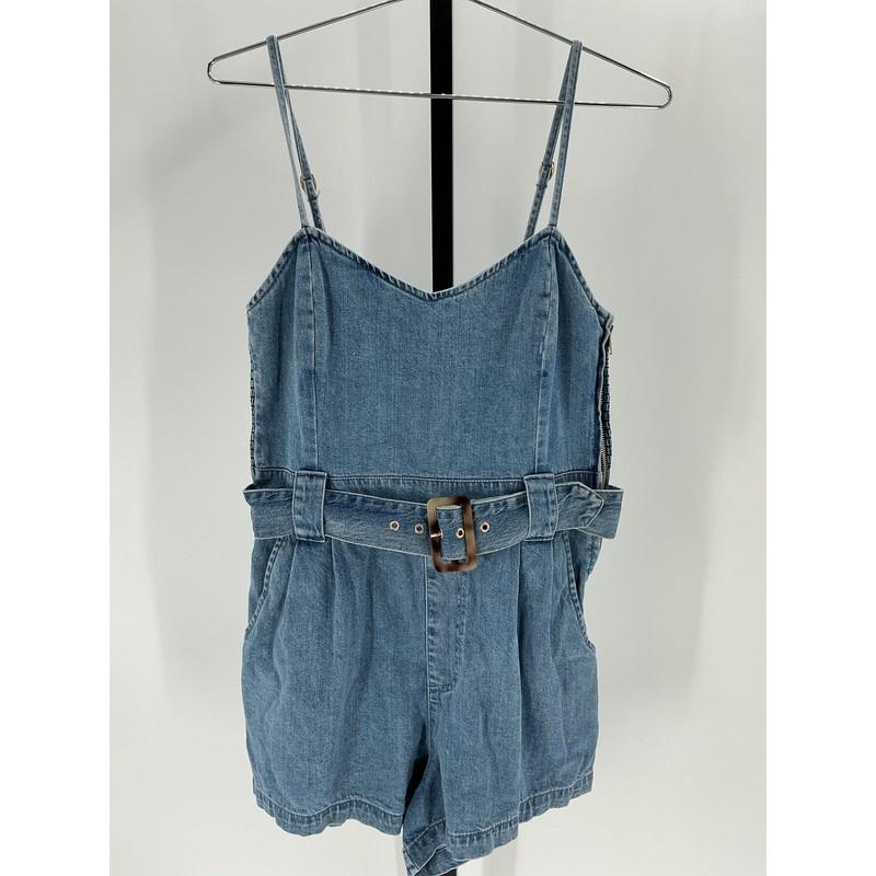 Show Me Your Mumu 'Sloane' Blue Cotton Romper Size L