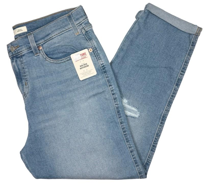 Signature By Levi Strauss #11380 NEW Women's Mid-Rise Boyfriend Distressed Jeans