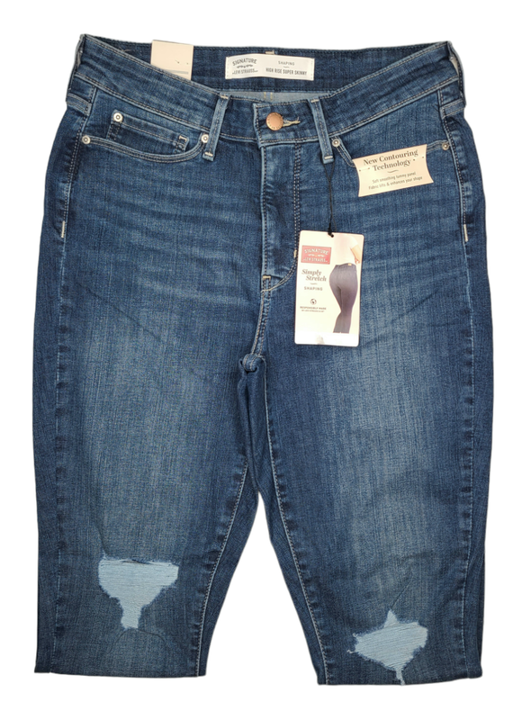 Signature By Levi Strauss #11439 NEW Womens Super Skinny Shaping Distressed Jean