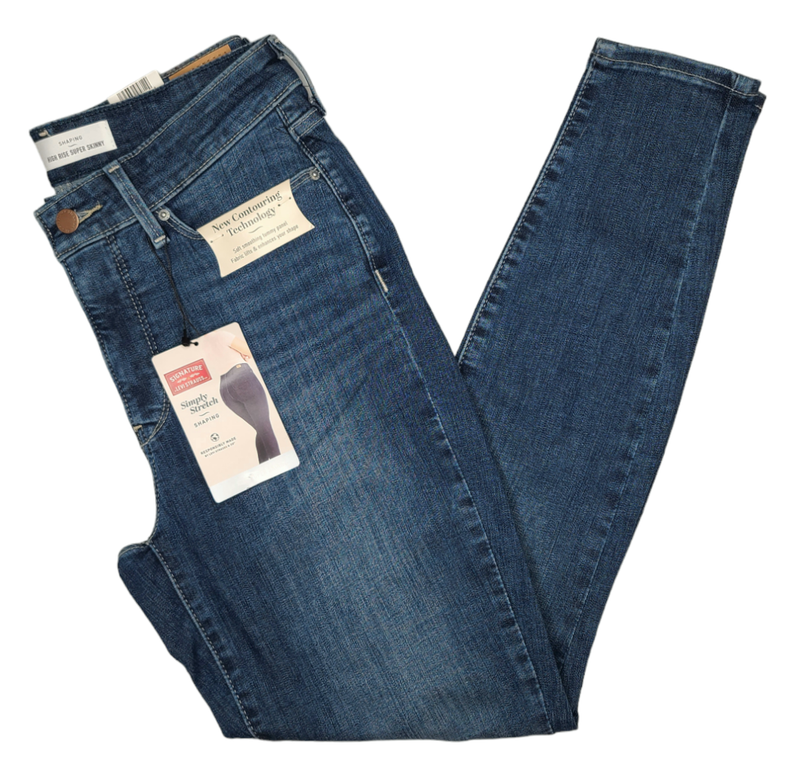 Signature By Levi Strauss #11439 NEW Womens Super Skinny Shaping Distressed Jean