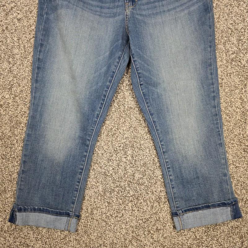 Signature Levi Strauss & Co Capri Womens 12 Gold Cuffed Stretch Blue Jeans 32x22