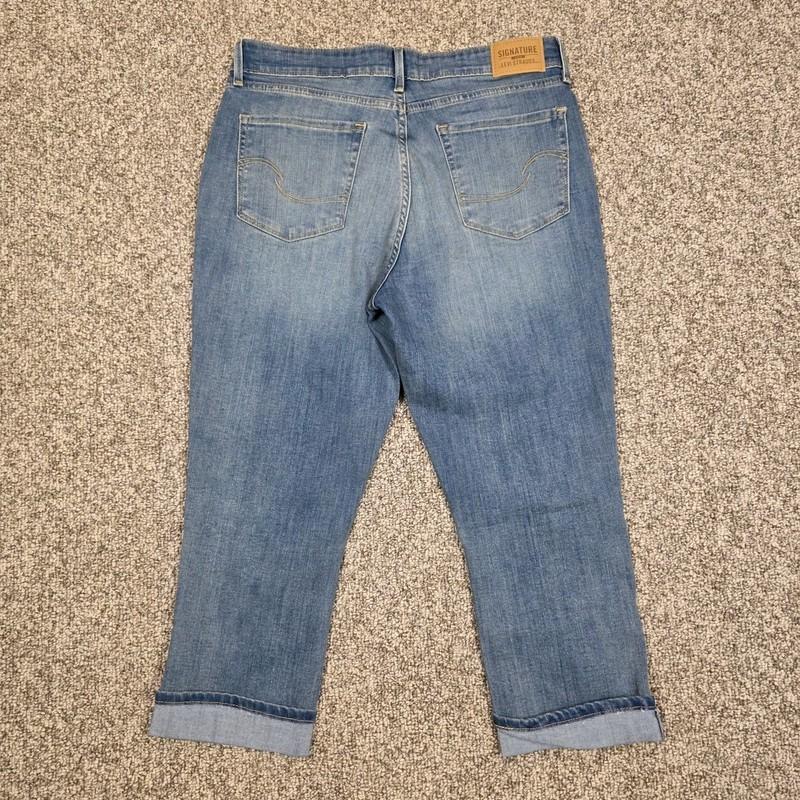 Signature Levi Strauss & Co Capri Womens 12 Gold Cuffed Stretch Blue Jeans 32x22