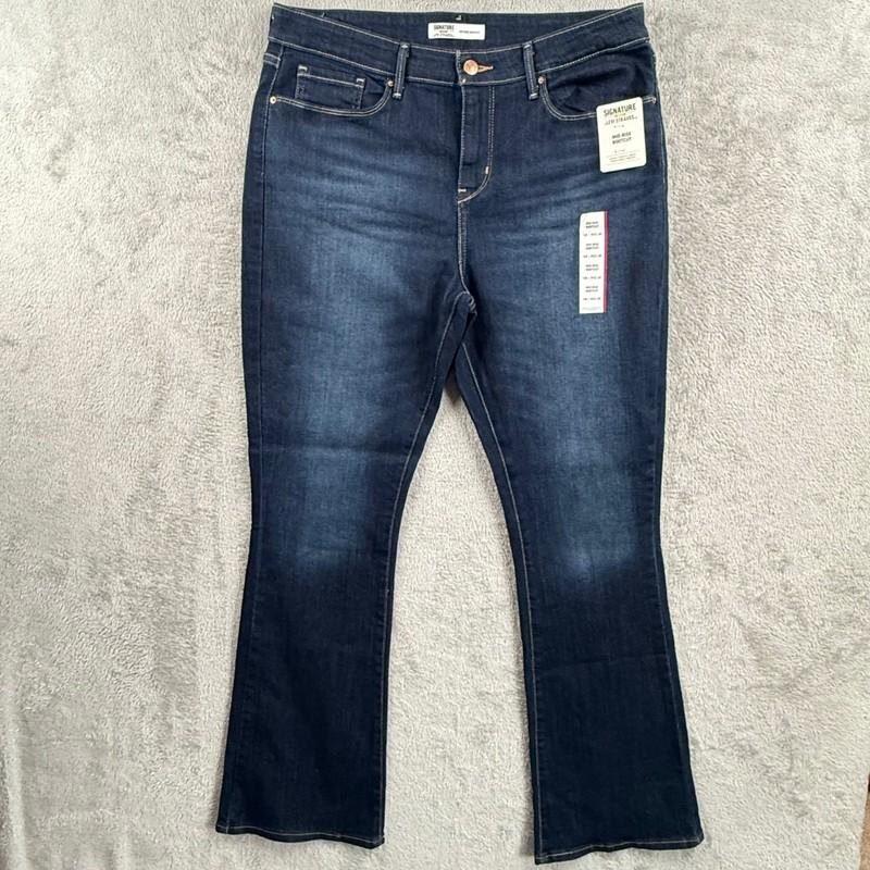 Signature Levi Strauss Jeans Womens 16S W33 L30 Mid Rise Bootcut Dark Wash NWT