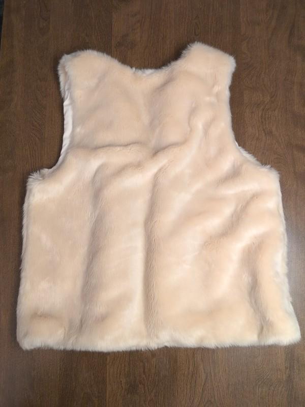 Signature Studio Womens Vest Xl Cream Faux Fur Soft Open Front Bohemian Hip