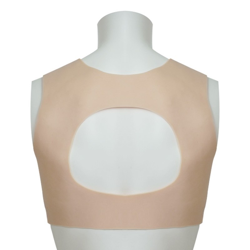 Silicone Breastplate Fake Breast Forms Round Collar Hollow Back Fake Boobs