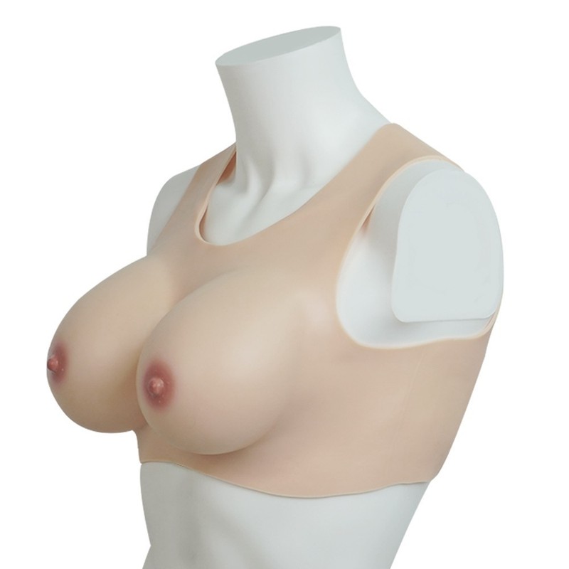 Silicone Breastplate Fake Breast Forms Round Collar Hollow Back Fake Boobs