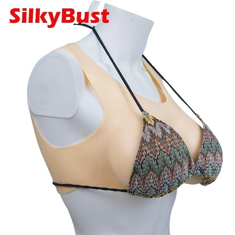 Silicone Breastplate Fake Breast Forms Round Collar Hollow Back Fake Boobs E Cup