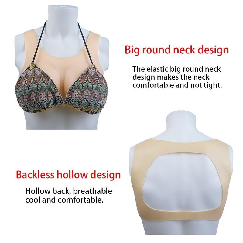 Silicone Breastplate Fake Breast Forms Round Collar Hollow Back Fake Boobs E Cup
