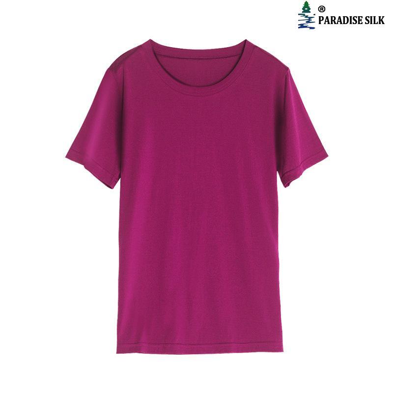 Silk/Cotton Knitted Base Top Women Summer Short-sleeved T-shirt Loose Tee Rou