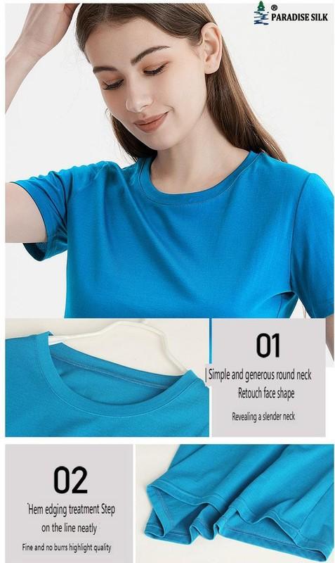 Silk/Cotton Knitted Base Top Women Summer Short-sleeved T-shirt Loose Tee Rou