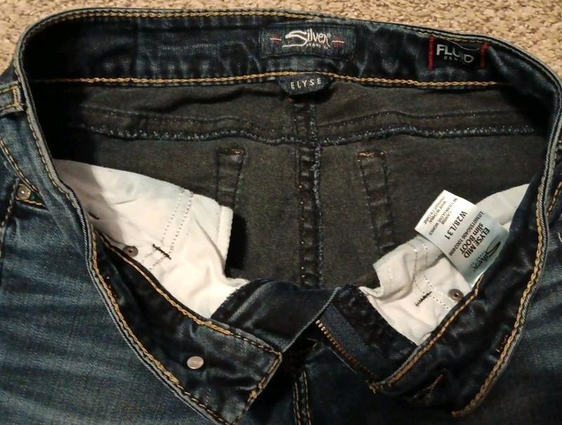 Silver Jeans Elyse Mid Slim Boot Womens 28x31 Dark Wash Fluid Denim Stretch