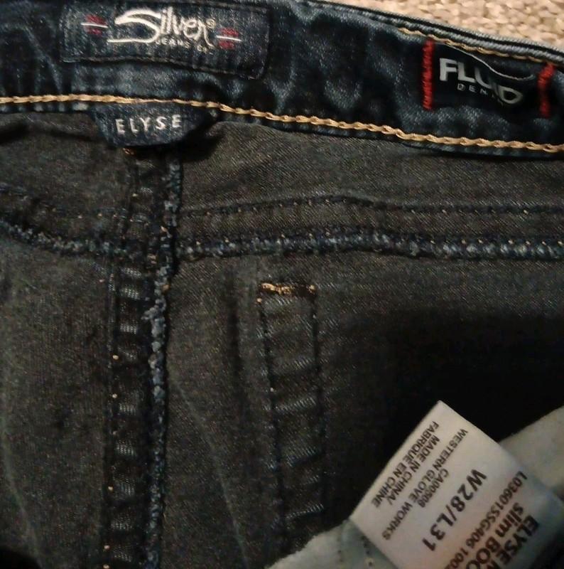 Silver Jeans Elyse Mid Slim Boot Womens 28x31 Dark Wash Fluid Denim Stretch