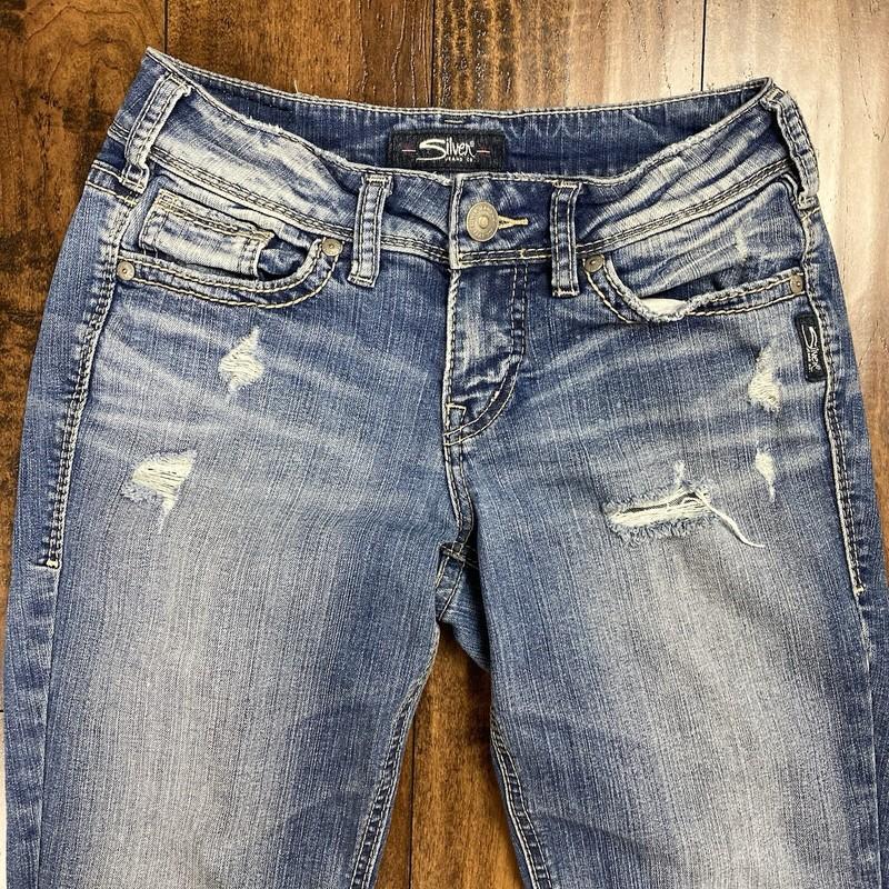 Silver Jeans Suki Slim Boot Women’s Size 26x33 Distressed Style Western Glove