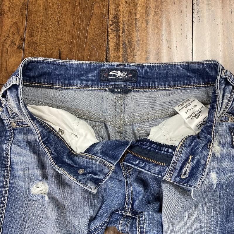 Silver Jeans Suki Slim Boot Women’s Size 26x33 Distressed Style Western Glove
