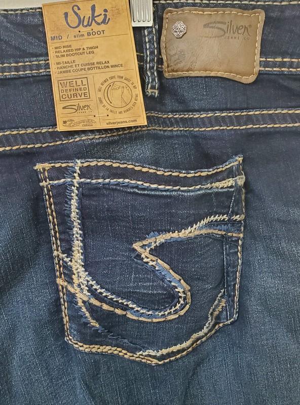 Silver Jeans Women Plus Suki Slim Boot Jeans Mid Rise Relaxed Hip/Thigh In Blue
