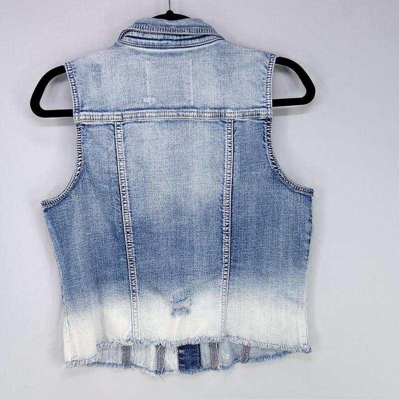 Silver Jeans Women's Denim Vest Size Large Distressed Raw Hem Grunge Y2K