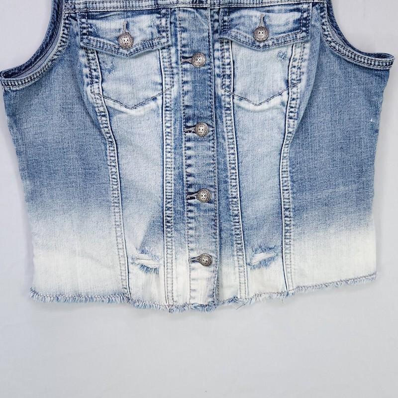 Silver Jeans Women's Denim Vest Size Large Distressed Raw Hem Grunge Y2K