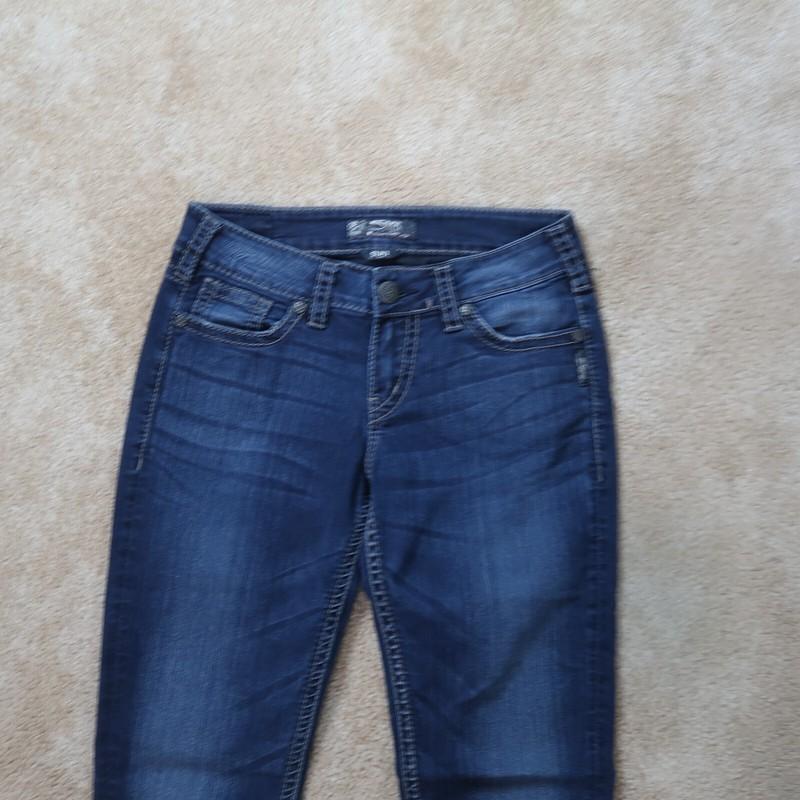 Silver Suki Mid Skinny Jeans Women's 28x31 Blue Stretch Denim