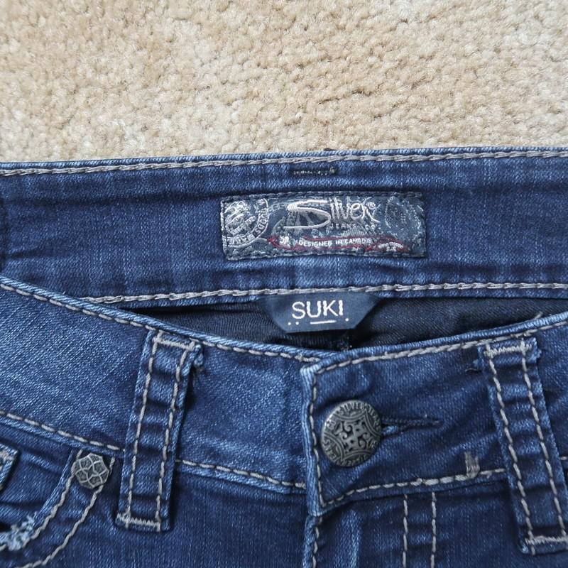 Silver Suki Mid Skinny Jeans Women's 28x31 Blue Stretch Denim