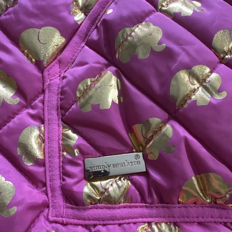 Simply Southern NWT Women's Size Small Quilted Puffer Vest Jacket Pink Gold