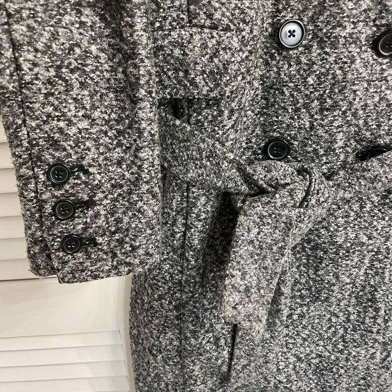 Simply Vera Wang Trench Coat Women’s Small Gray Black Marled Belted Fall Notched