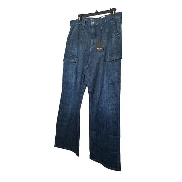 Simply Vera Wang Womens High Rise Dark Cargo Utility Wide Leg Jeans Sz 6 New
