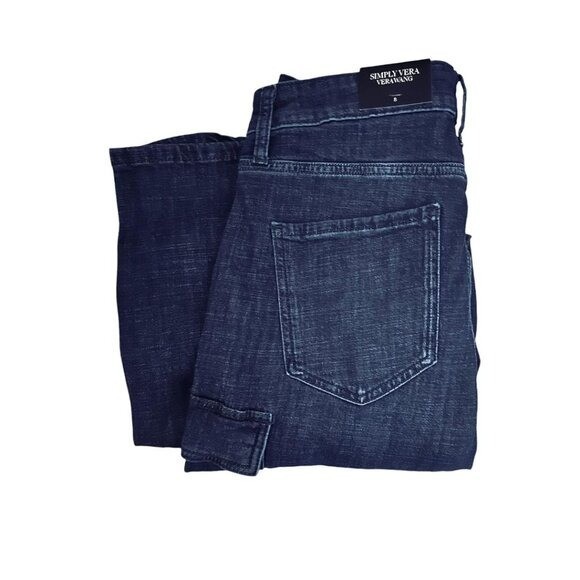 Simply Vera Wang Womens High Rise Dark Cargo Utility Wide Leg Jeans Sz 6 New