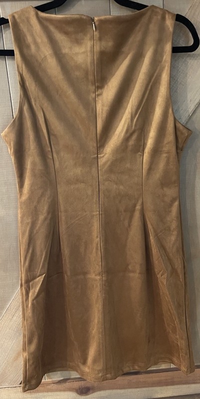 Sincerely Jules Faux Suede Sheath Dress Size L Brown Sleeveless Dress NWT