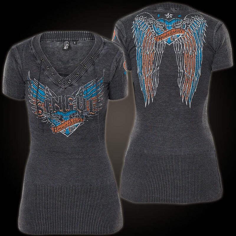 Sinful by Affliction Women's Sweater Dress ISLA Biker Tattoo