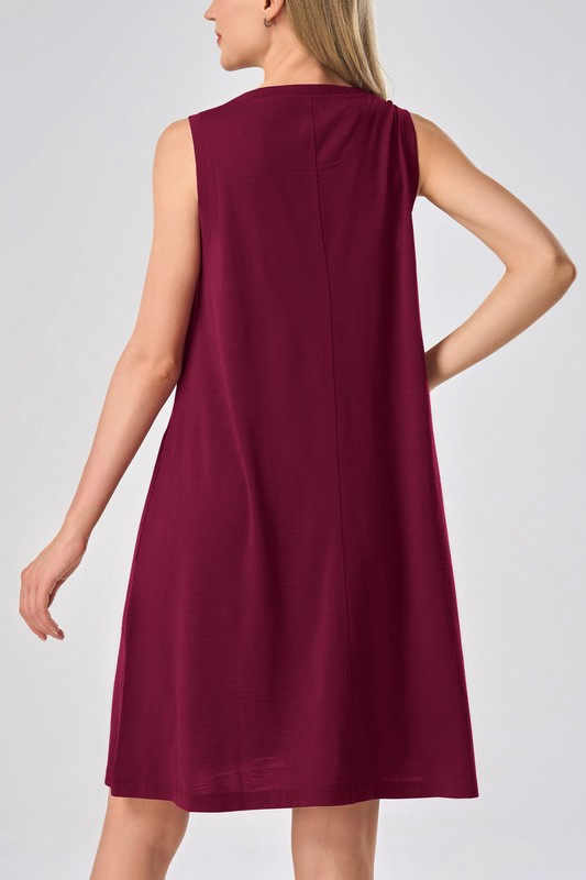 SIORO Women Merino Wool Nightgown Sleeveless Sleepwear Knee-Length Lounge Dress