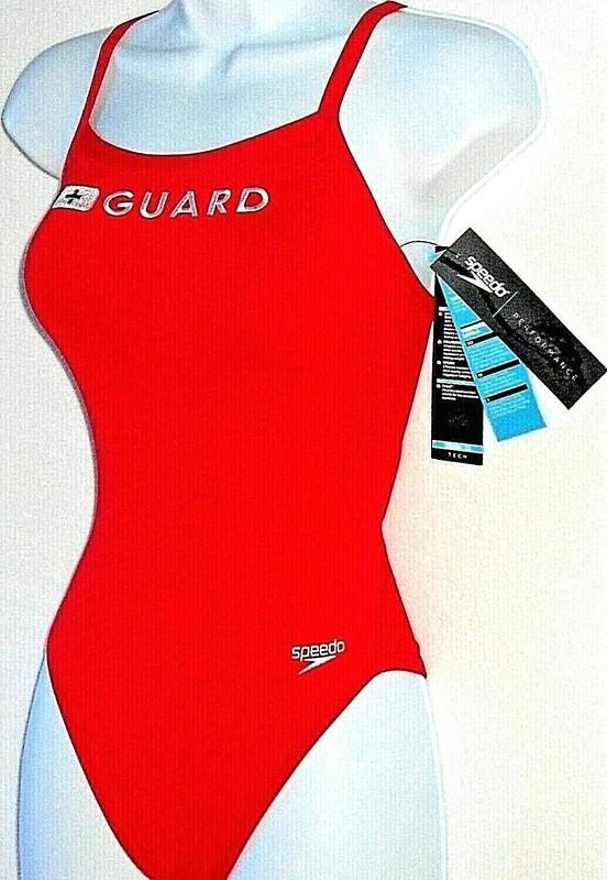 Size 12 Womens Swimsuit NWT Red Bathing Suit 781101 Speedo Swim Guard EU 38