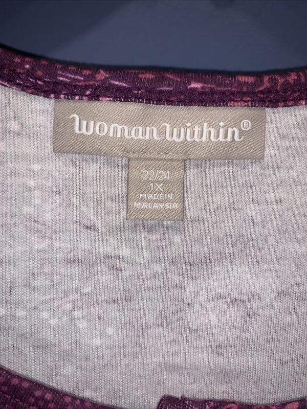 Size 22/24 1X Purple Button Front House Dress With Pockets Woman Within