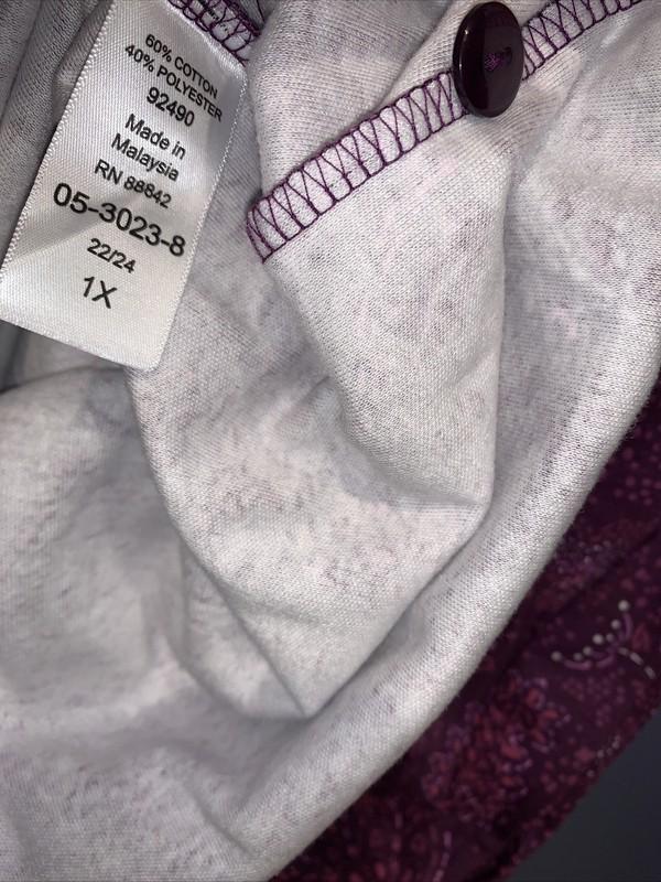 Size 22/24 1X Purple Button Front House Dress With Pockets Woman Within