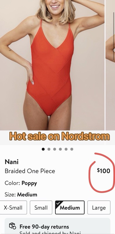 (Size M) Nani Swimwear Poppy One-Piece Swimsuit Braided Back Women’s Swim