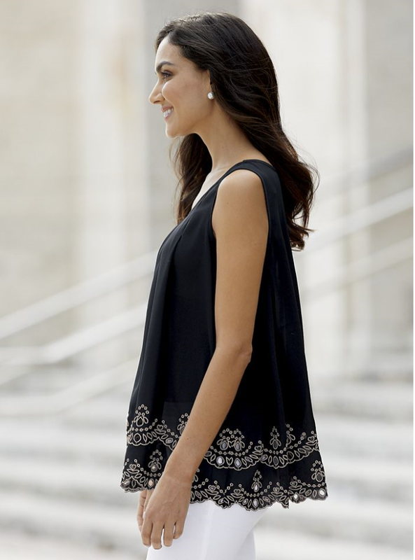 Size Medium Black Moraga Embroidered Top Blouse From Monroe And Main New
