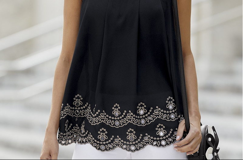Size Medium Black Moraga Embroidered Top Blouse From Monroe And Main New