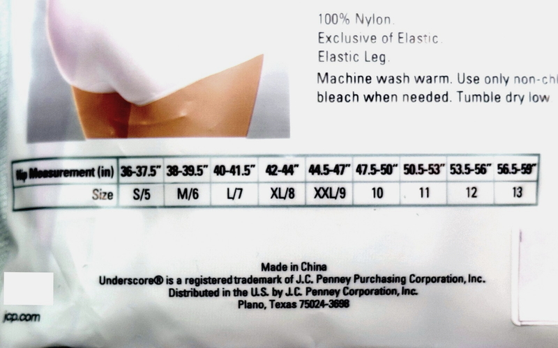 SIZE XXL/9 Underscore 3 Pack Womens Nylon Briefs Panties White Color JCPenney