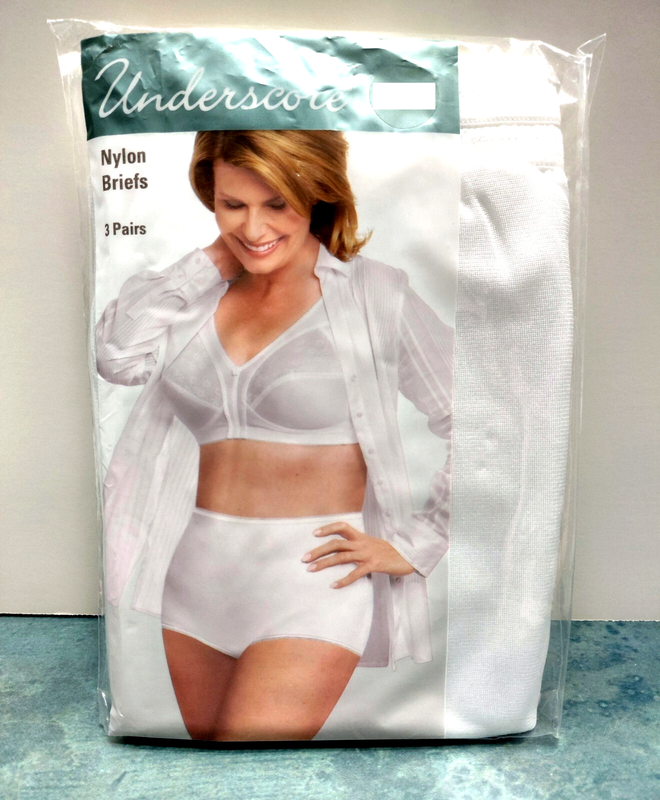SIZE XXL/9 Underscore 3 Pack Womens Nylon Briefs Panties White Color JCPenney