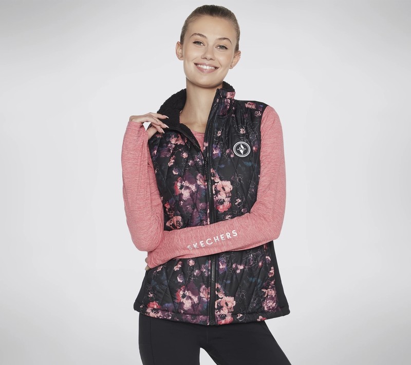Skechers GOWALK GOSHIELD Sherpa Lined Coat Linear Floral XL New