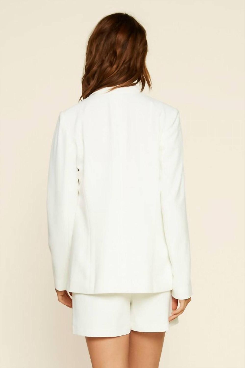 Skies Are Blue Open Front Welt Pockets Blazer White