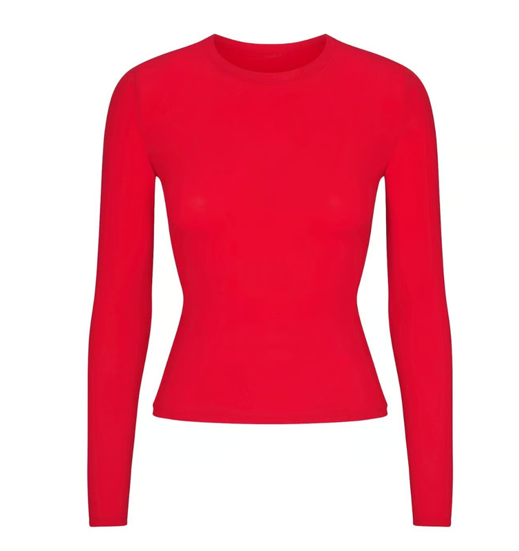 Skims Fits Everybody Long Sleeve T-Shirt Cherry Small