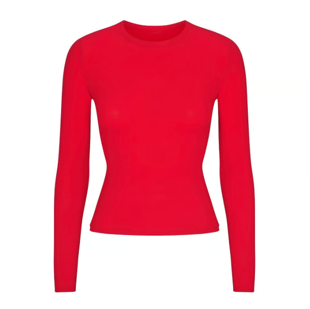 Skims Fits Everybody Long Sleeve T-Shirt Cherry Small