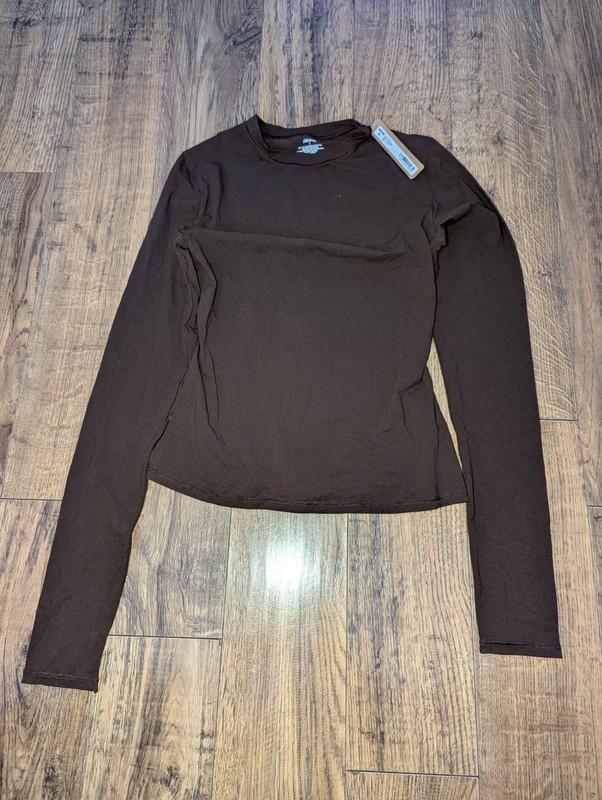 Skims Fits Everybody Long Sleeve T-shirt Size Small Cocoa AP-TSH-0650